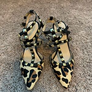 BCBG Leopard Print Studded Heels